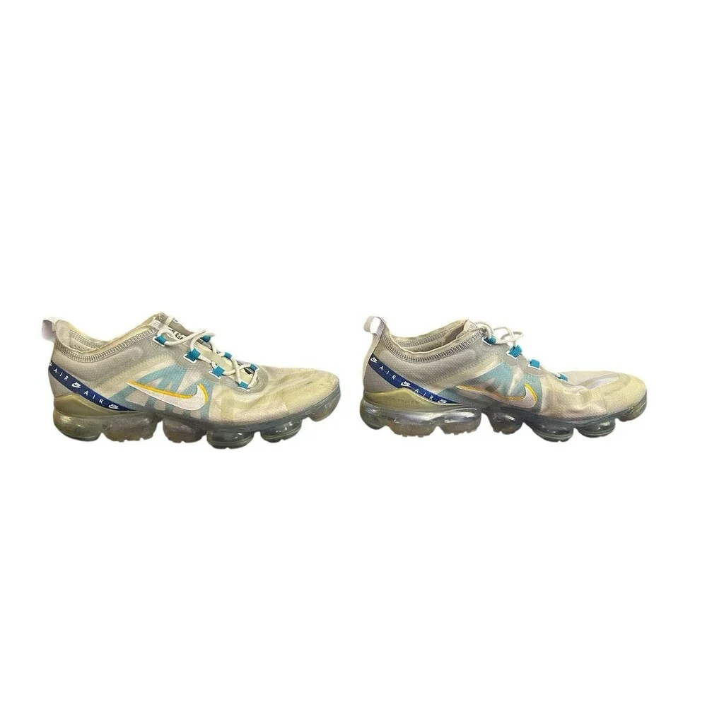 NIKE AIR VAPORMAX 2019 SHOES SIZE 11 MENS WHITE WOLF GREY BLUE UNIVERSITY GOLD